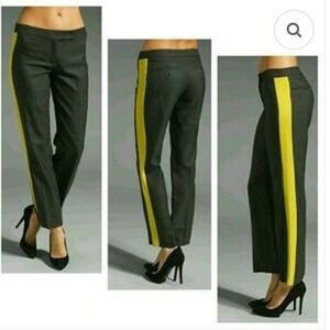 Milly of New York Tuxedo Pants Wool Silk Gray Slim Leg Mid Rise